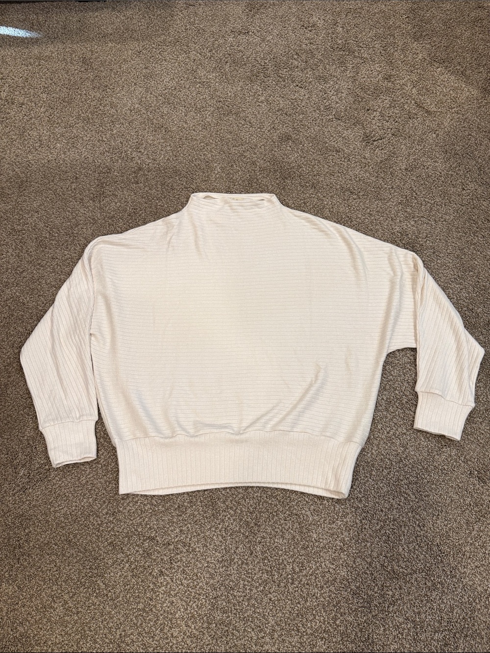 Madewell Cream Ribbed Mock-Neck lightweight sweater